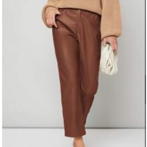 Brand New- Brown PU Leather Pants - Picture 1 of 2